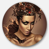 Woman with Chocolate in Head - Romantic Metal Circle Wall Art