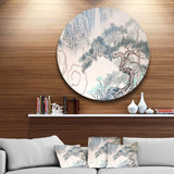 Chinese Blue Tree Art - Floral Circle Metal Wall Art