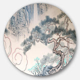 Chinese Blue Tree Art - Floral Circle Metal Wall Art