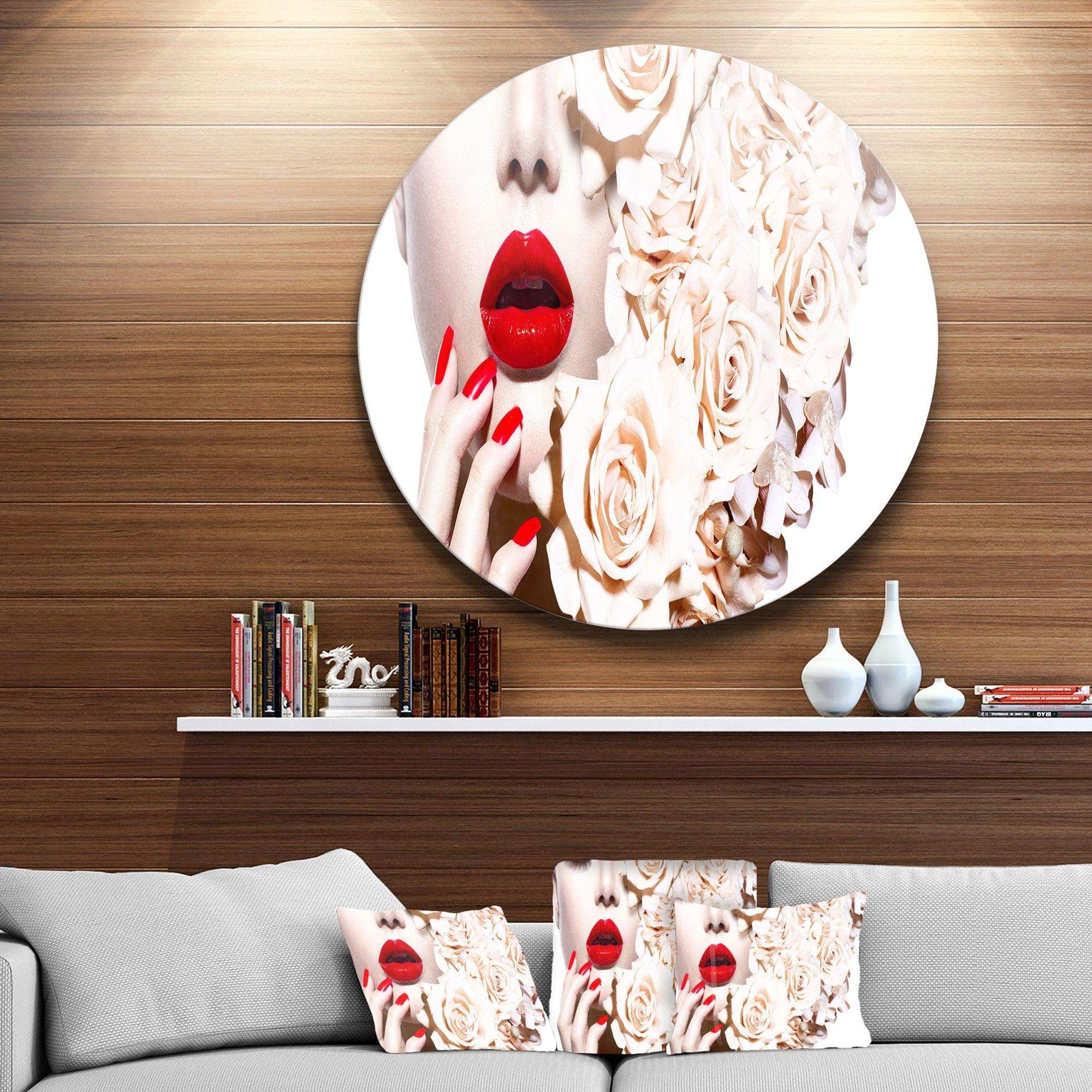 Woman's Fashion and Floral Design - Floral Oversized Circle Metal Wall Art