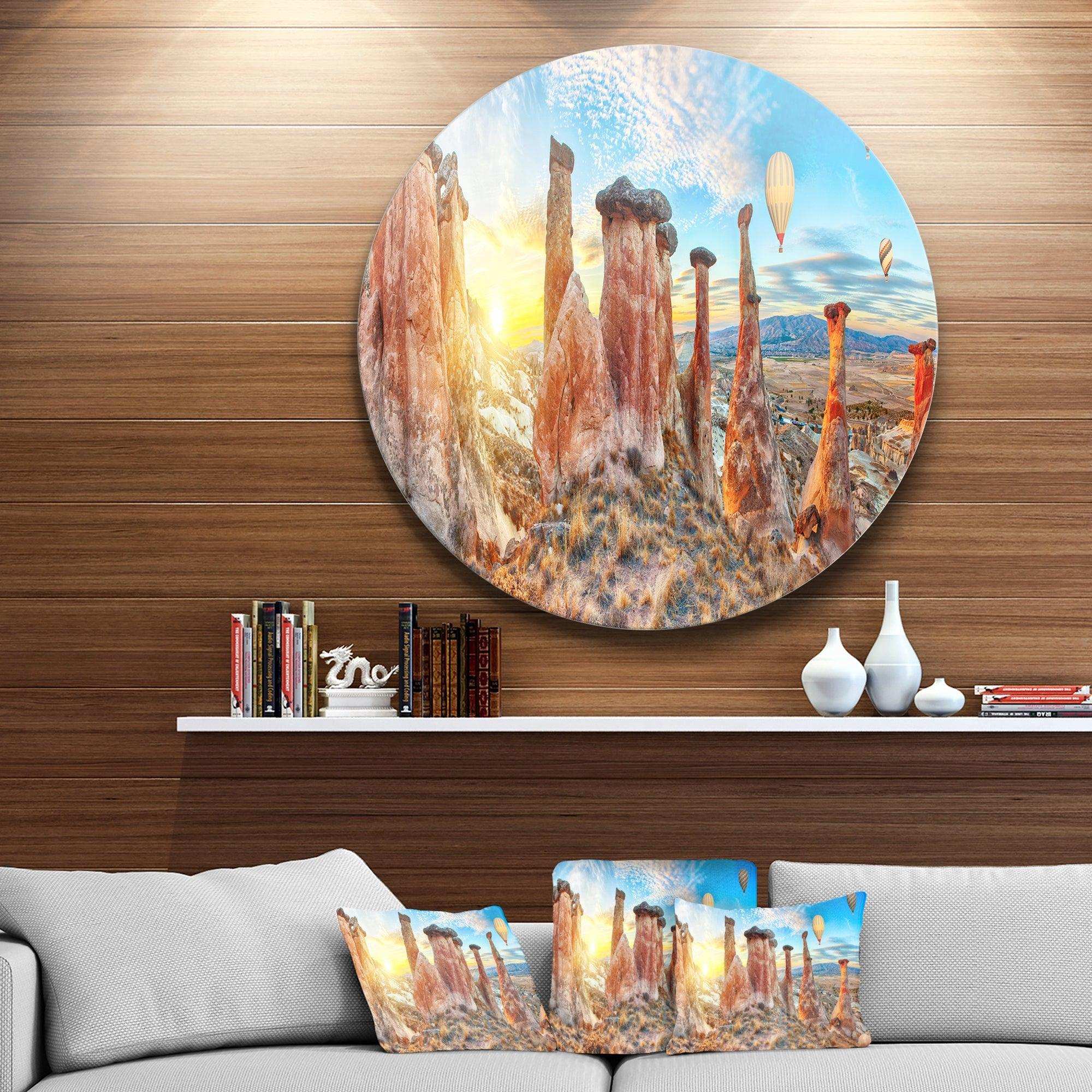 Mushrooms - Landscape Photography Round Metal Wall Art