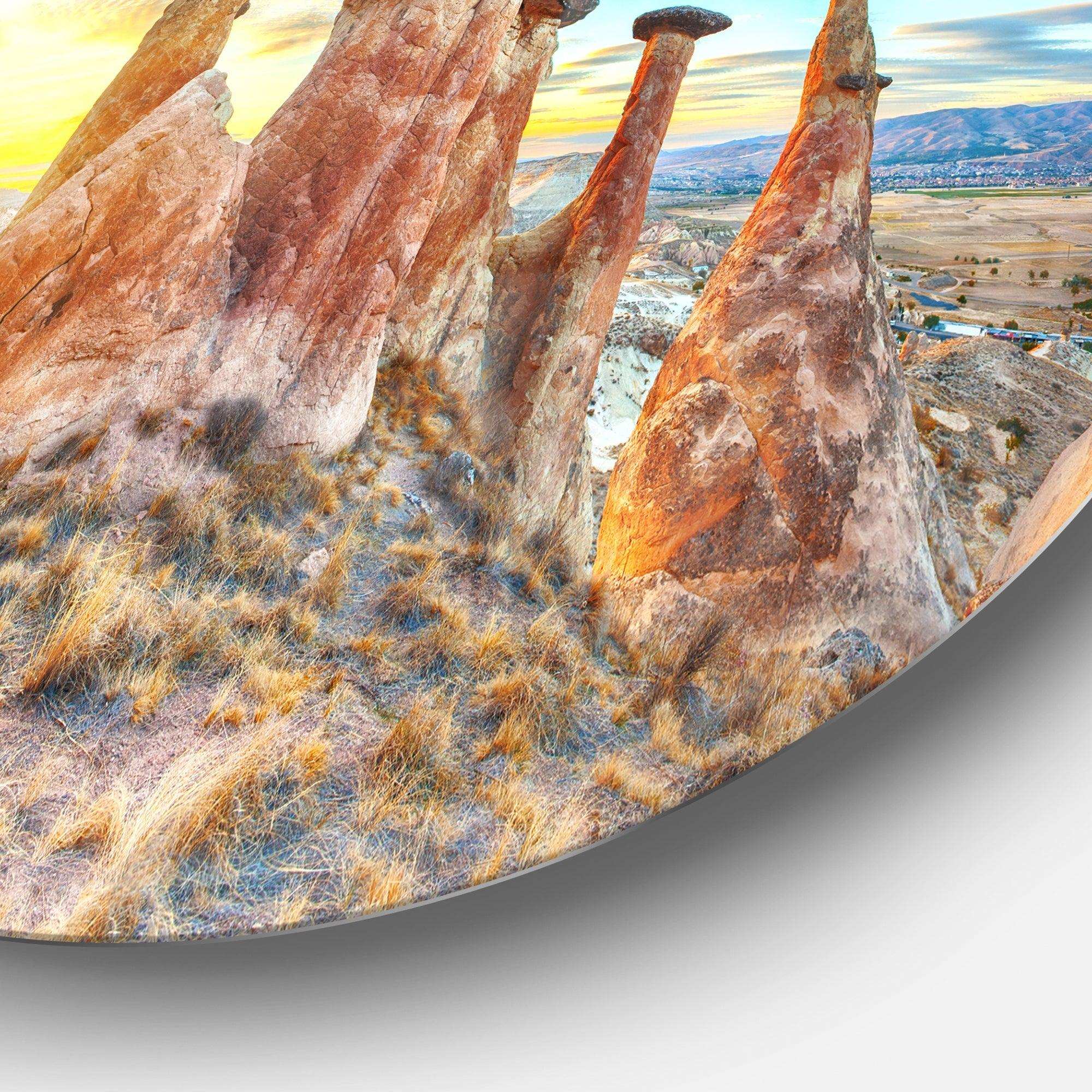 Mushrooms - Landscape Photography Round Metal Wall Art