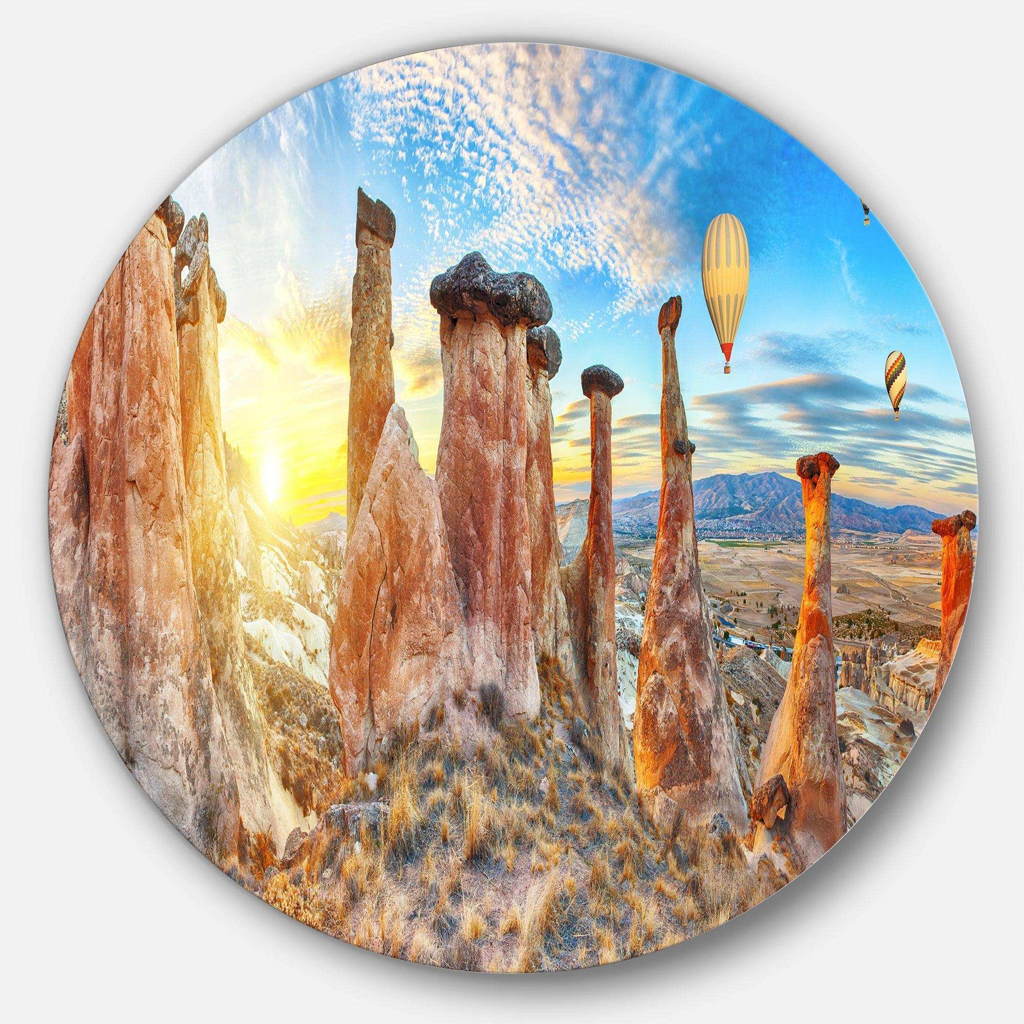 Mushrooms - Landscape Photography Round Metal Wall Art
