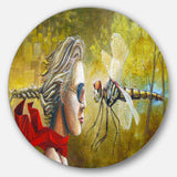 Human and Dragon Fly - Abstract Round Metal Wall Art