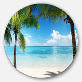 Palm Trees and Sea - Landscape Photography Circle Metal Wall Decor