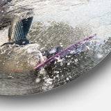 Guy on a Wakeboard - Landscape Round Metal Wall Art