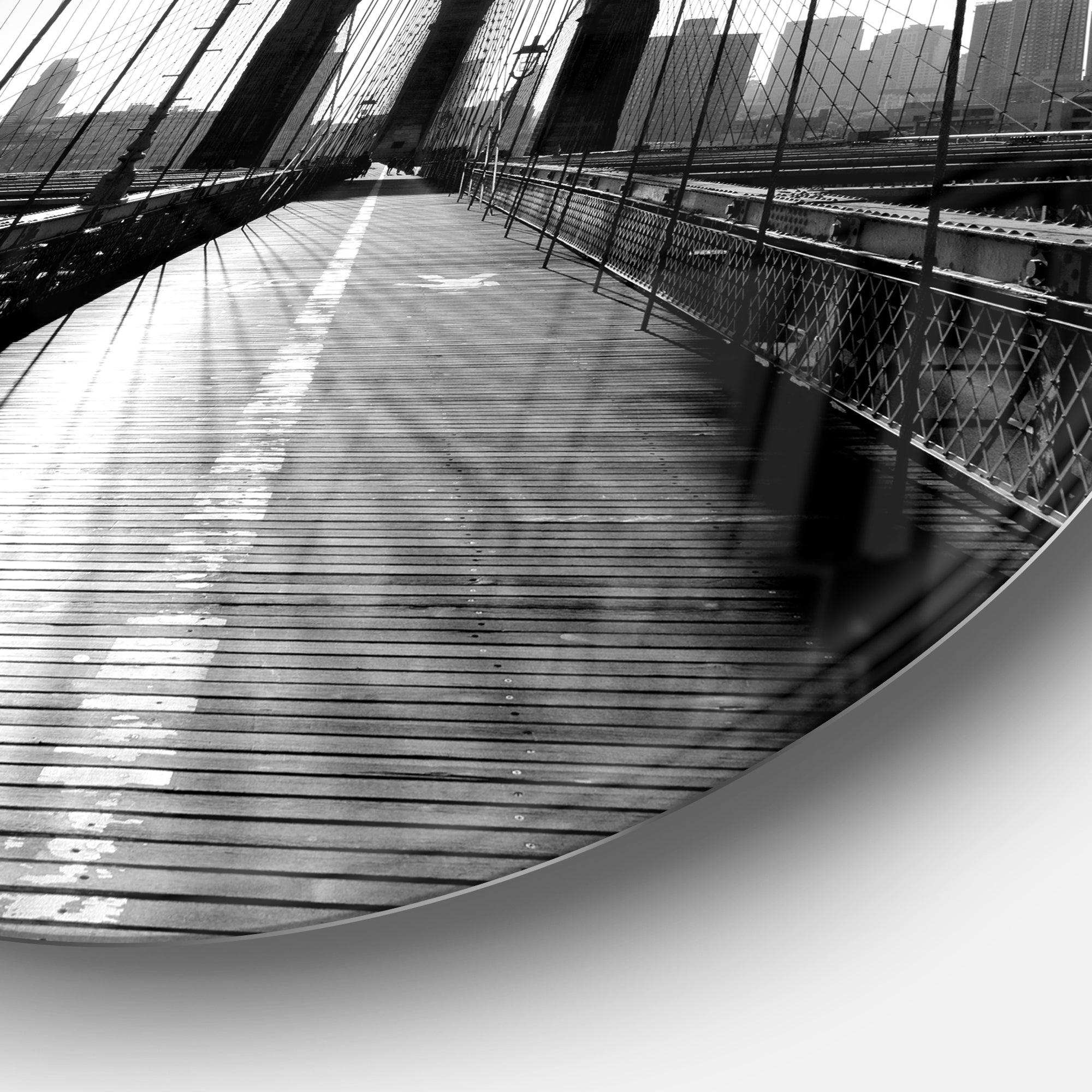 Dark Brooklyn Bridge - Architecture Circle Metal Wall Decor