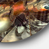 Brown Fractal Artwork - Abstract Metal Circle Wall Art