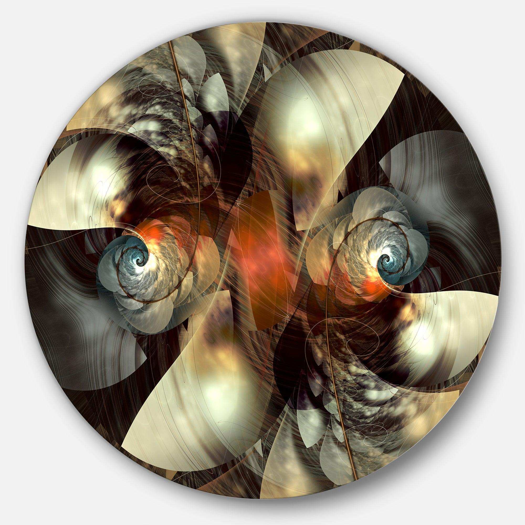 Brown Fractal Artwork - Abstract Metal Circle Wall Art