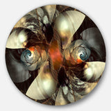 Brown Fractal Artwork - Abstract Metal Circle Wall Art