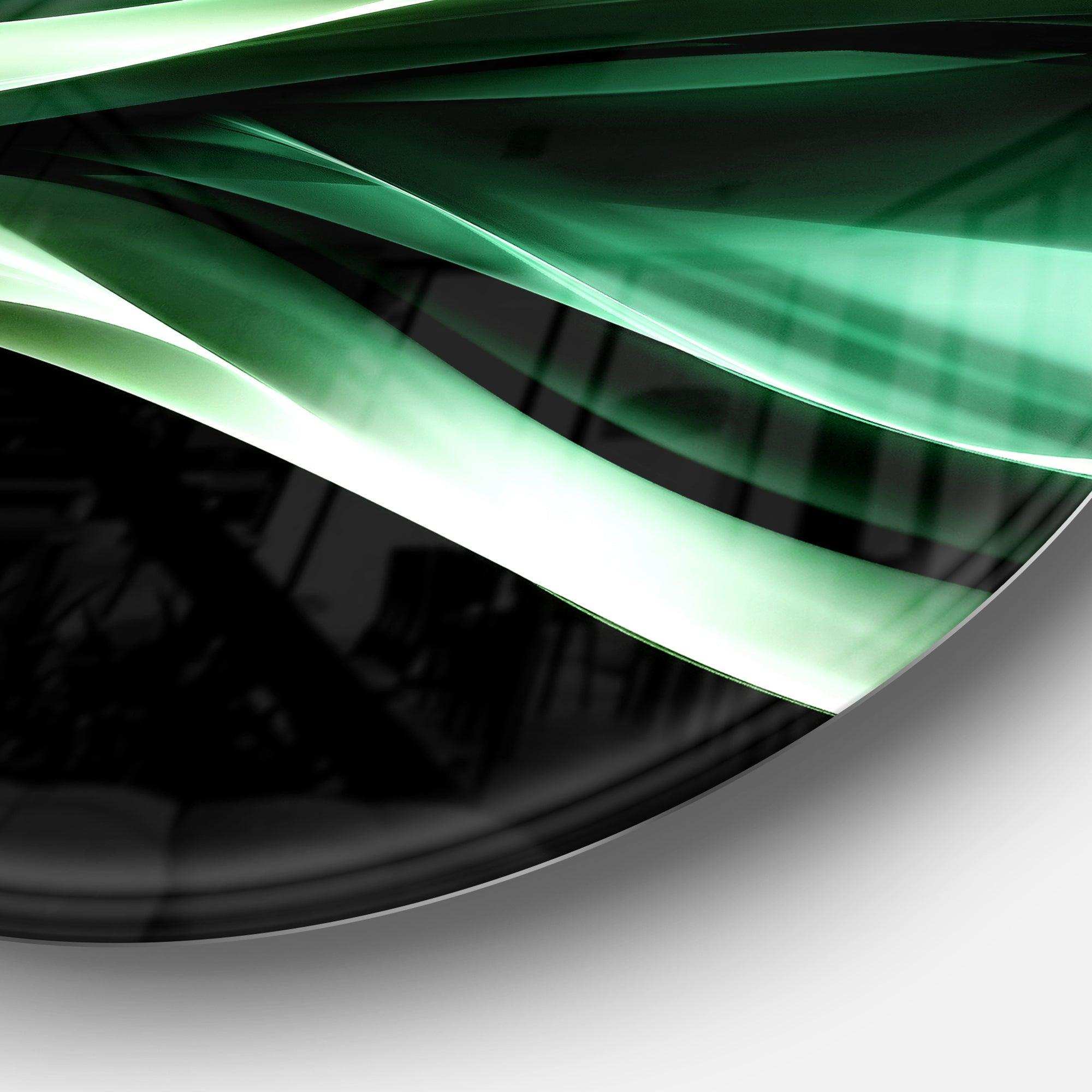 Glittering Green Pattern - Abstract Round Metal Wall Art