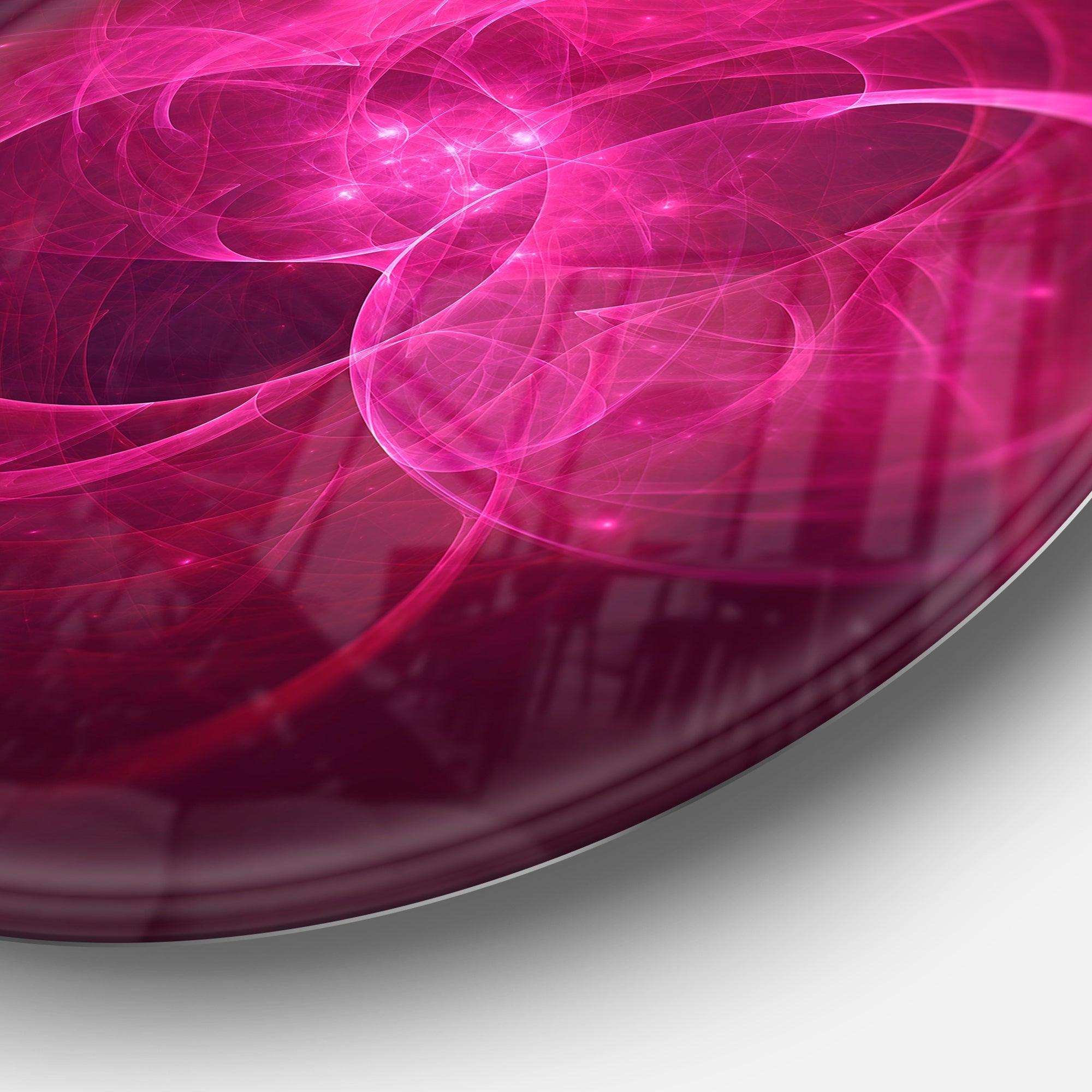 Glowing Magenta Circles - Abstract Round Metal Wall Art