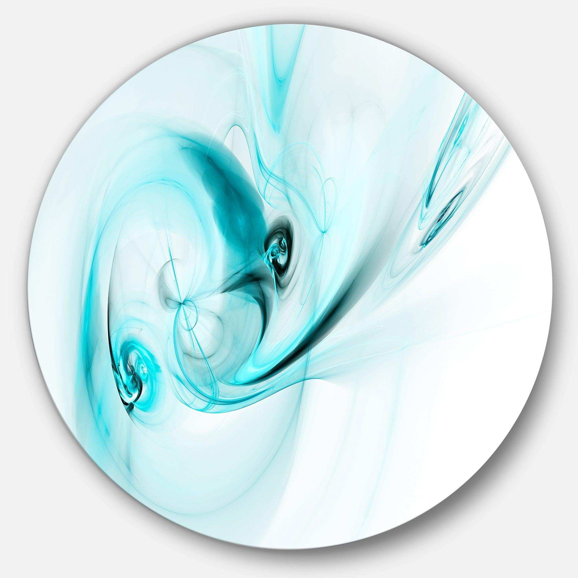 Colored Smoke Light Blue - Abstract Round Metal Wall Art