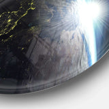 Earth View with Day and Night Effect - Landscape Round Metal Wall Art