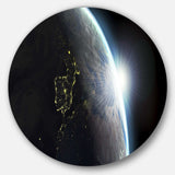 Earth View with Day and Night Effect - Landscape Round Metal Wall Art