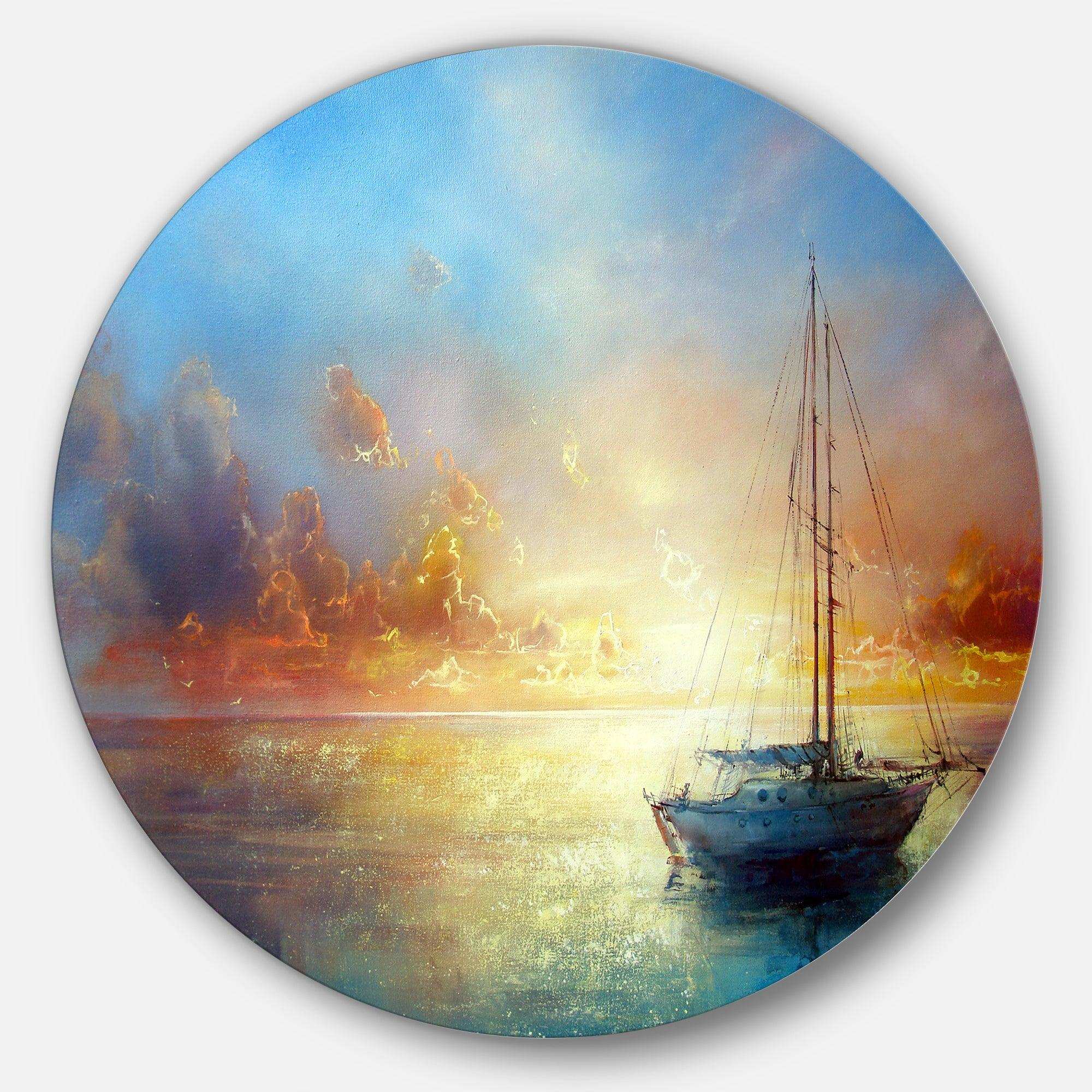 Seascape Pier - Sea & Shore Metal Circle Wall Art
