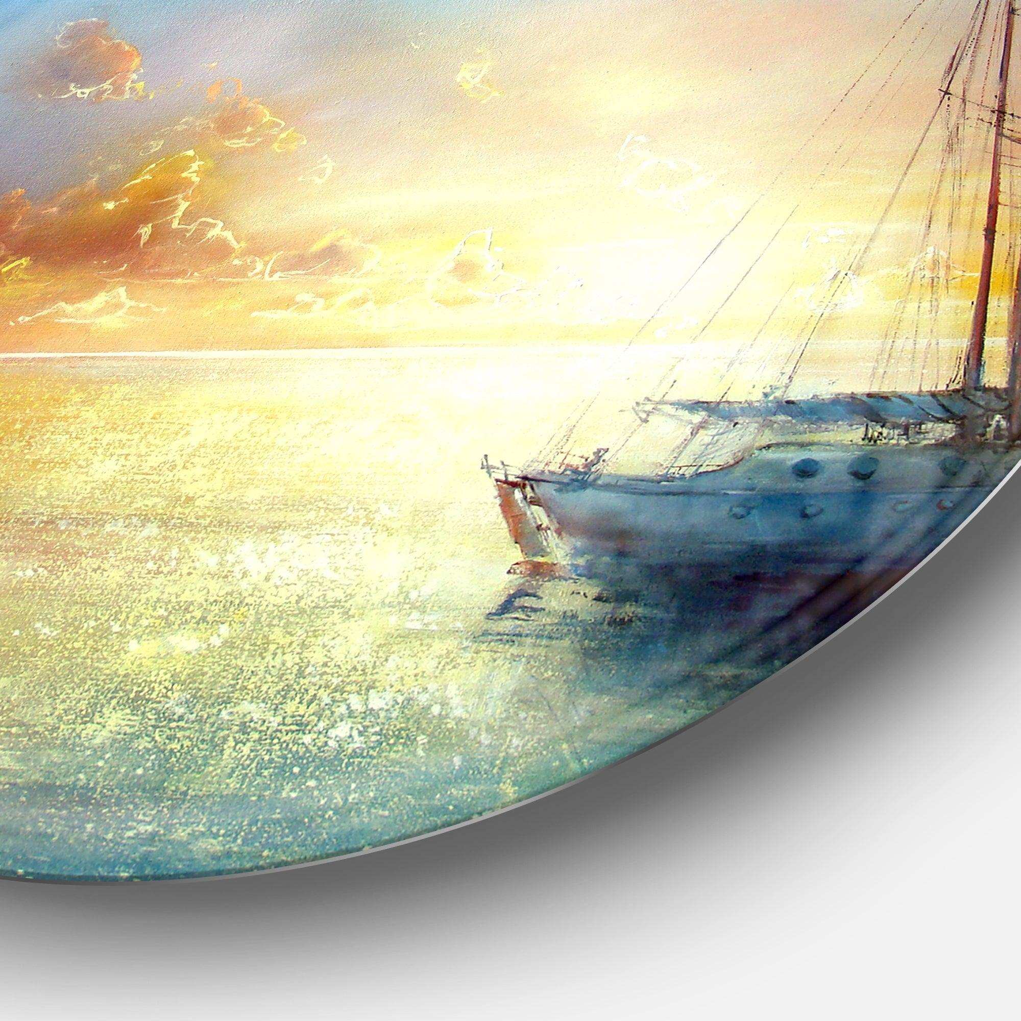 Seascape Pier - Sea & Shore Metal Circle Wall Art