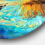 Colorful Lake with Boats - Landscape Round Metal Wall Art