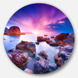 Colorful Summer Sea - Sea & Shore Round Metal Wall Art
