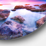 Colorful Summer Sea - Sea & Shore Round Metal Wall Art