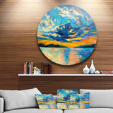 Orange Sunset with Blue Sky - Sea & Shore Metal Circle Wall Art