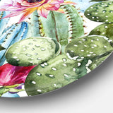 Cactus Pattern Watercolor - Floral Circle Metal Wall Decor