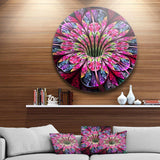 Pink Blue Colorful Flower - Floral Metal Circle Wall Art
