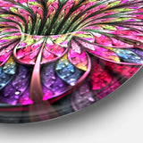 Pink Blue Colorful Flower - Floral Metal Circle Wall Art
