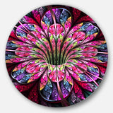 Pink Blue Colorful Flower - Floral Metal Circle Wall Art
