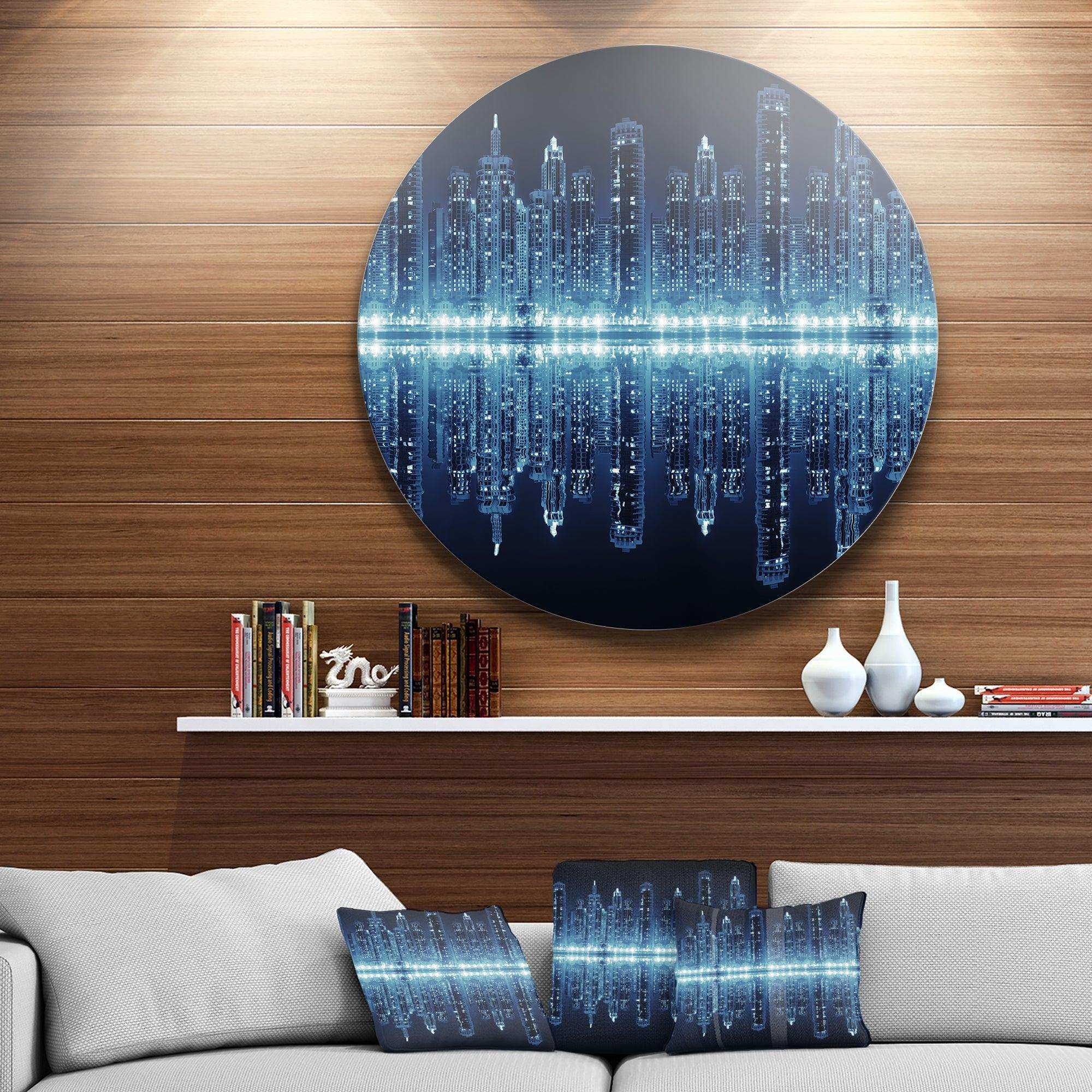 Seamless Modern City - Architecture Circle Metal Wall Decor