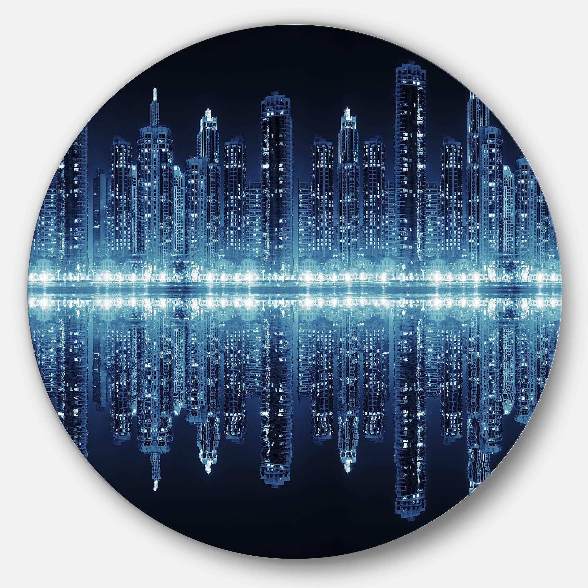 Seamless Modern City - Architecture Circle Metal Wall Decor