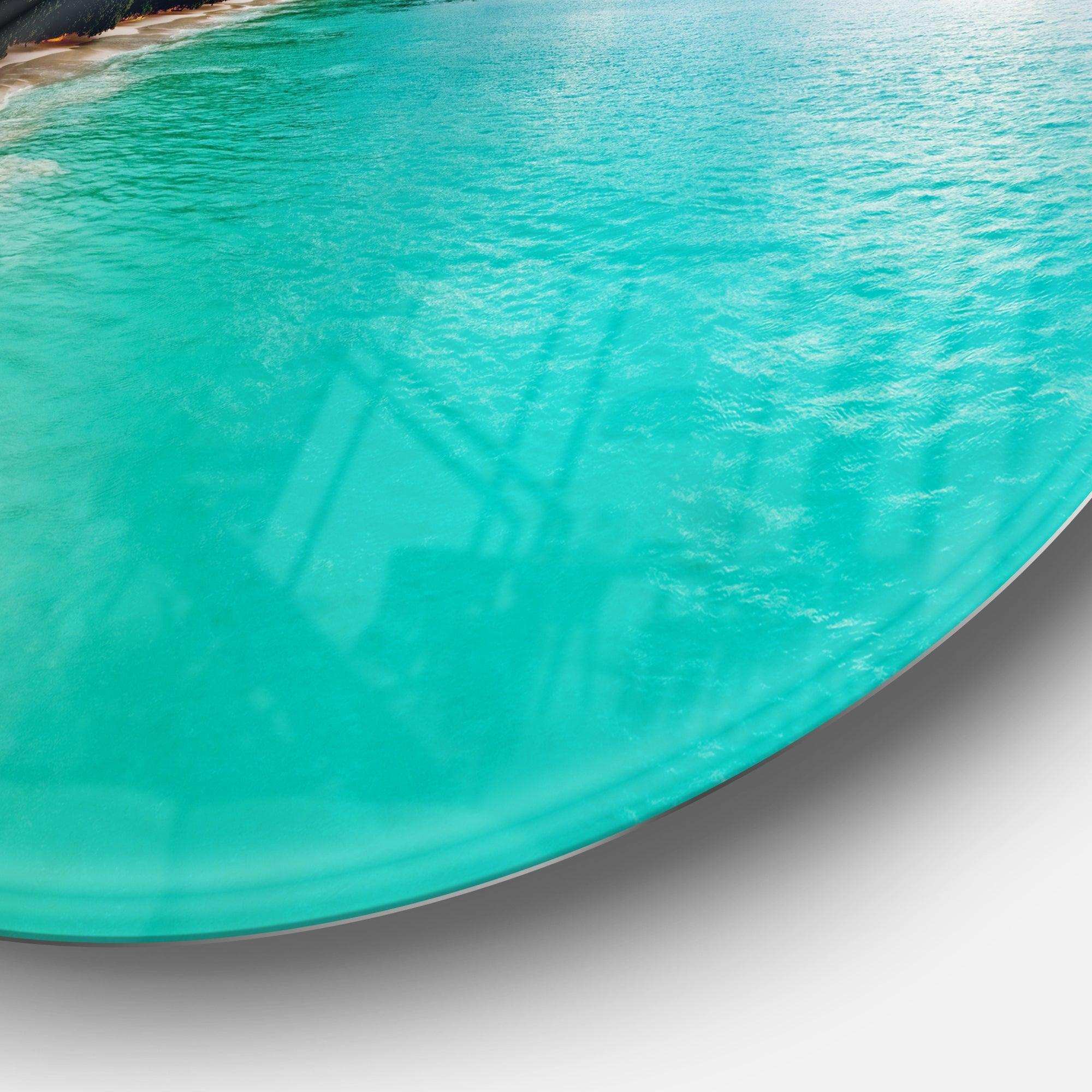 Tropical Beach with Blue Waters - Sea & Shore Circle Metal Wall Decor