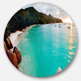 Tropical Beach with Blue Waters - Sea & Shore Circle Metal Wall Decor