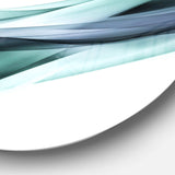 Fractal Lines Grey Blue - Abstract Oversized Circle Metal Wall Art