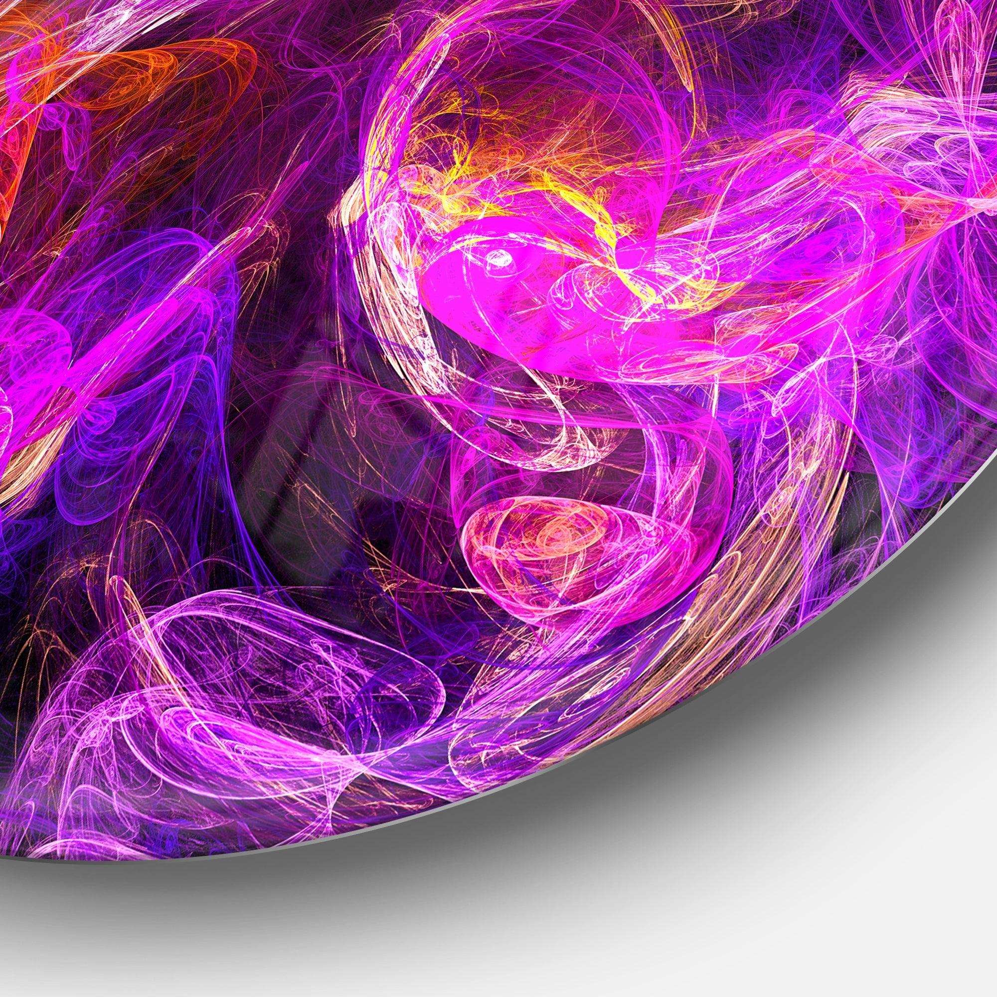 Colored Smoke Blue Purple - Abstract Round Metal Wall Art