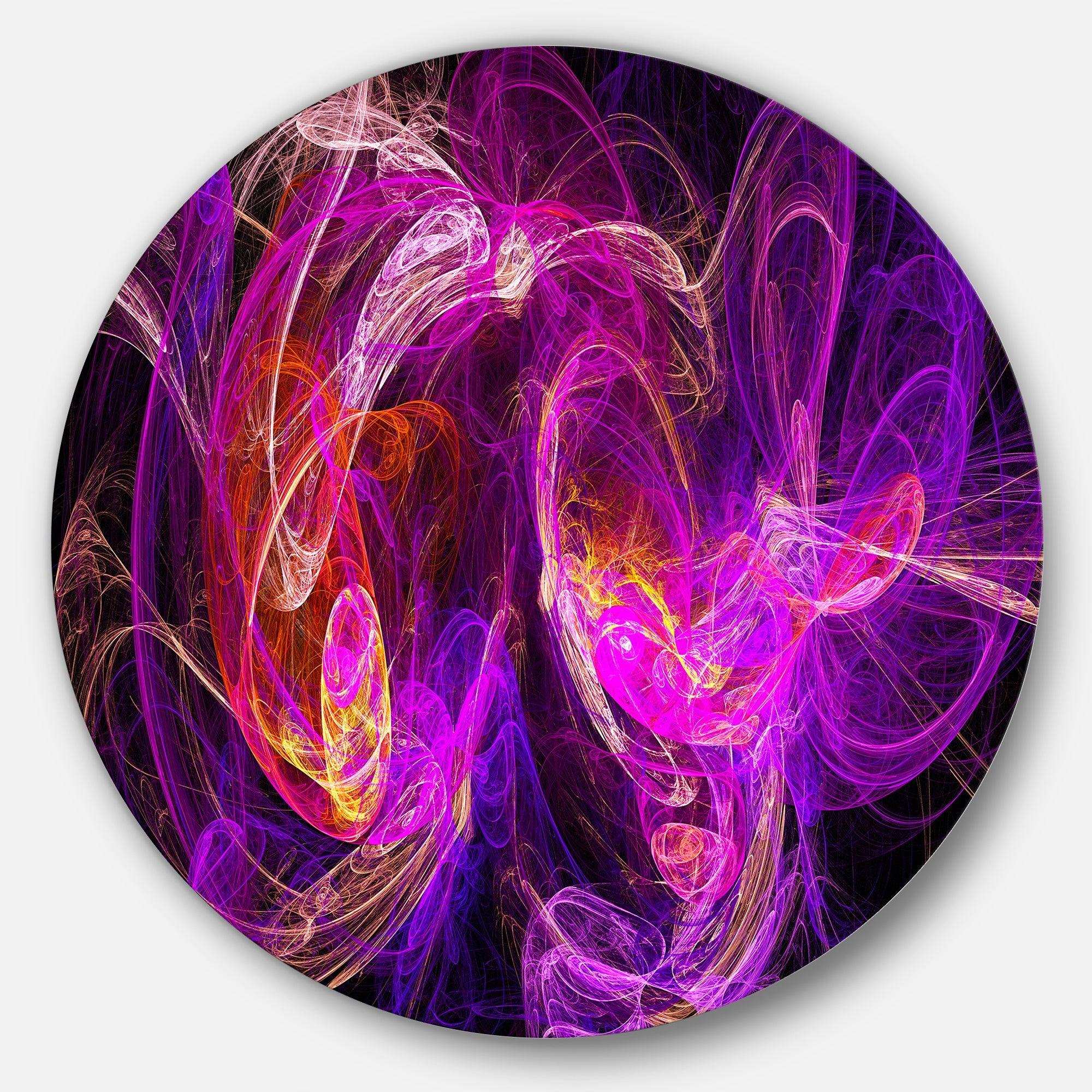 Colored Smoke Blue Purple - Abstract Round Metal Wall Art