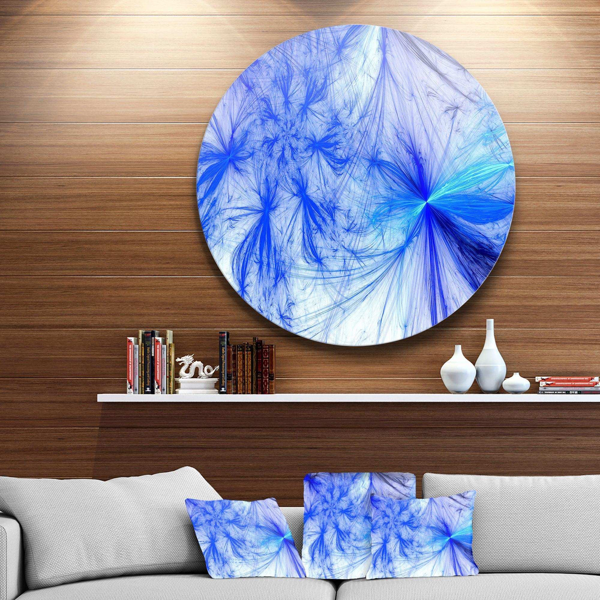 Christmas Fireworks Blue - Abstract Circle Metal Wall Decor
