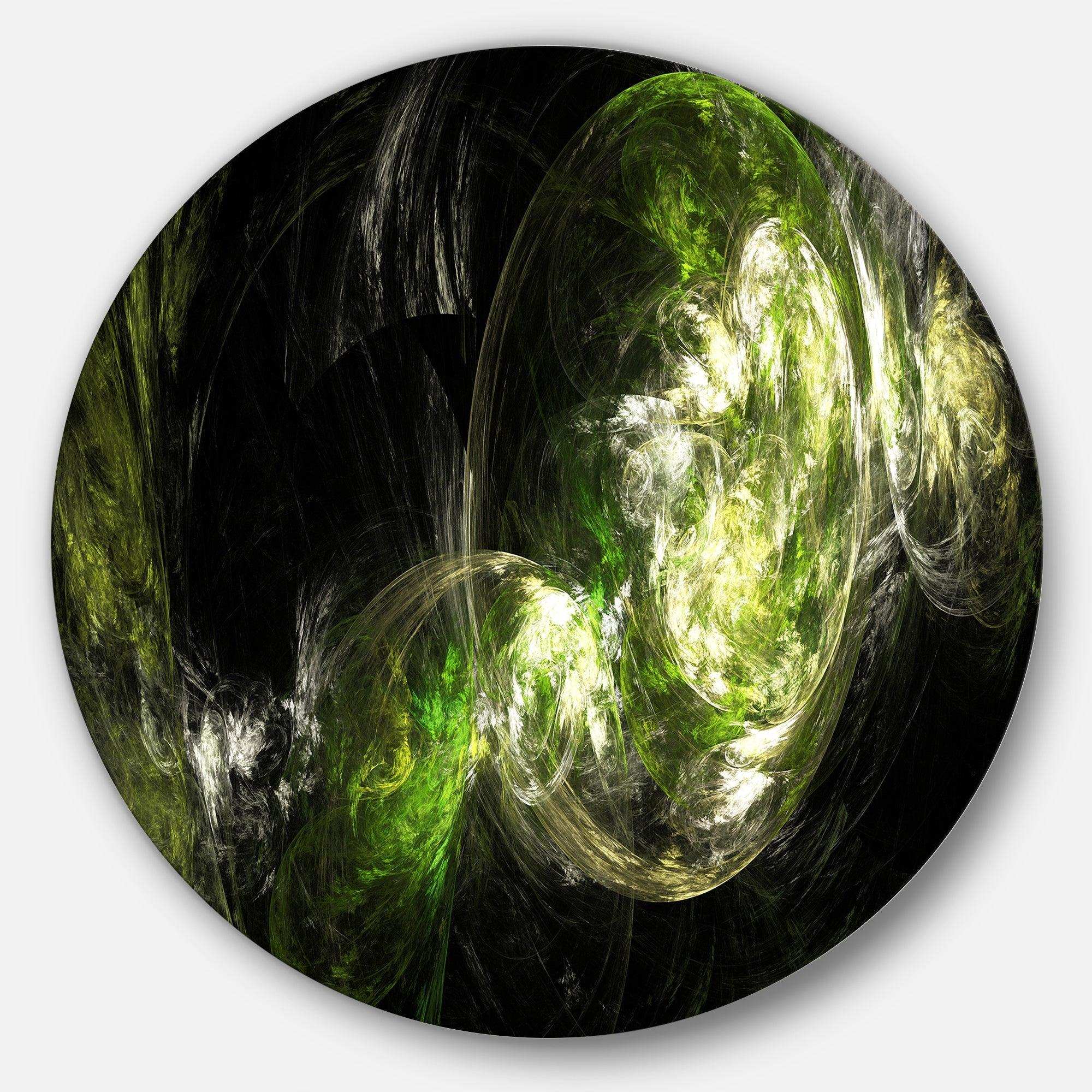 Billowing Smoke Green - Landscape Round Metal Wall Art