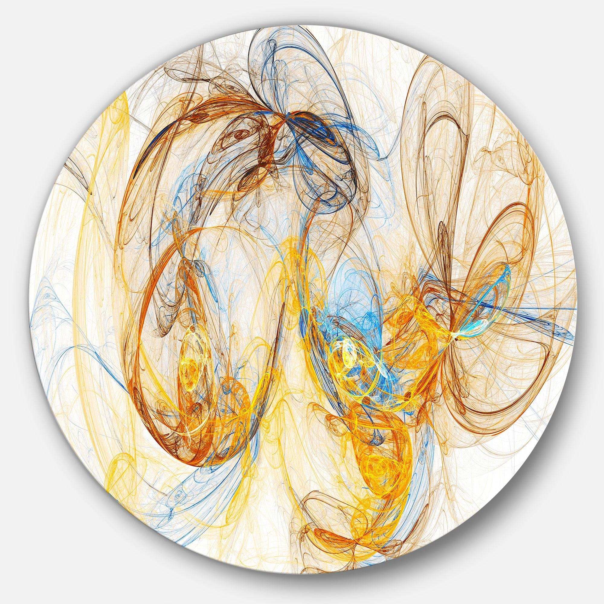 Billowing Smoke Yellow - Abstract Round Metal Wall Art