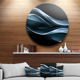 Fractal Lines Blue in Black - Abstract Large Metal Circle Wall Art