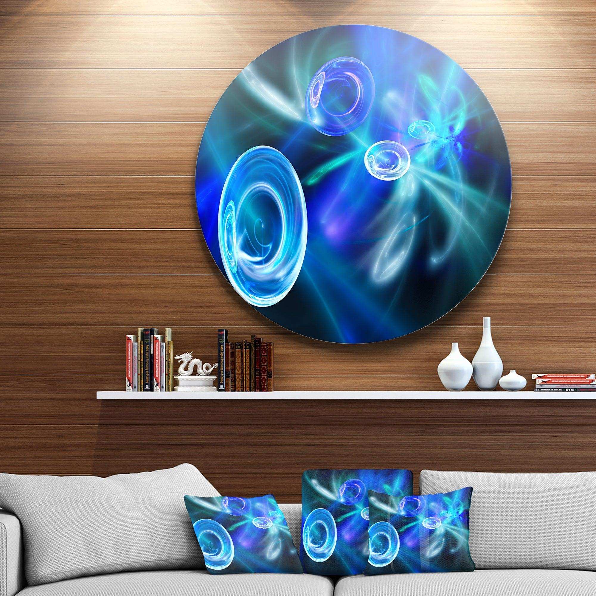 Blue Fractal Desktop - Abstract Metal Circle Wall Art