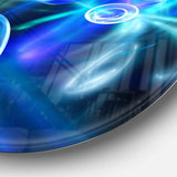 Blue Fractal Desktop - Abstract Metal Circle Wall Art