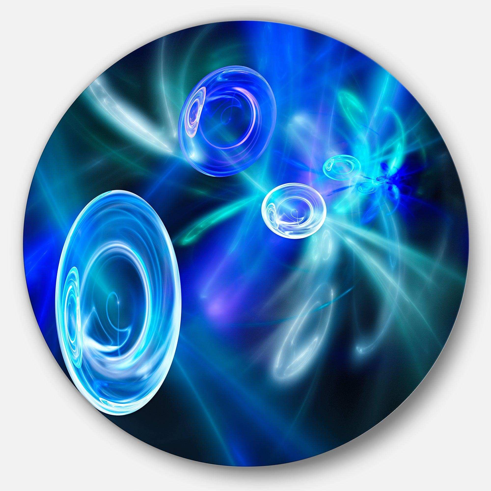 Blue Fractal Desktop - Abstract Metal Circle Wall Art