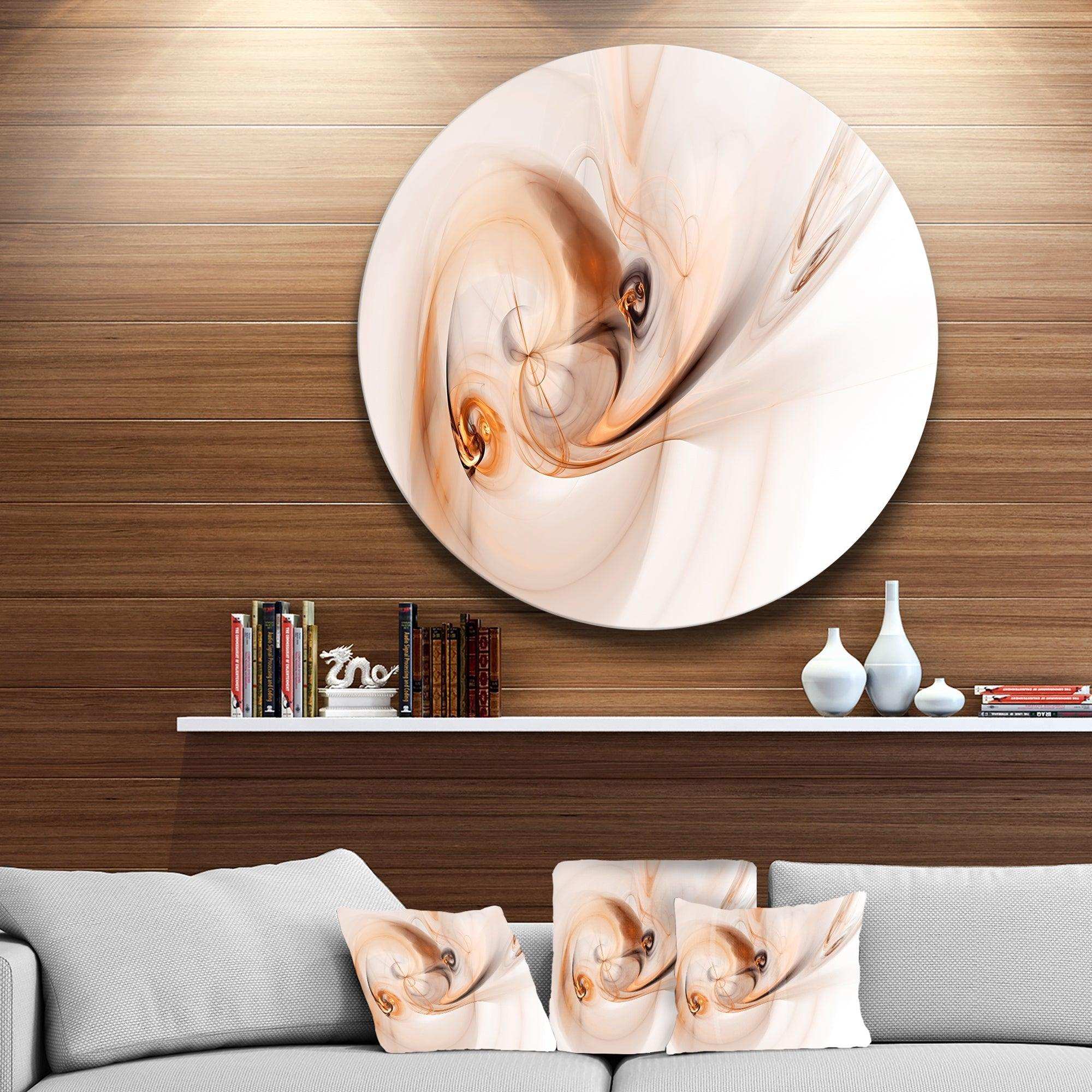 Spiral Nebula Space Orange - Abstract Round Metal Wall Art