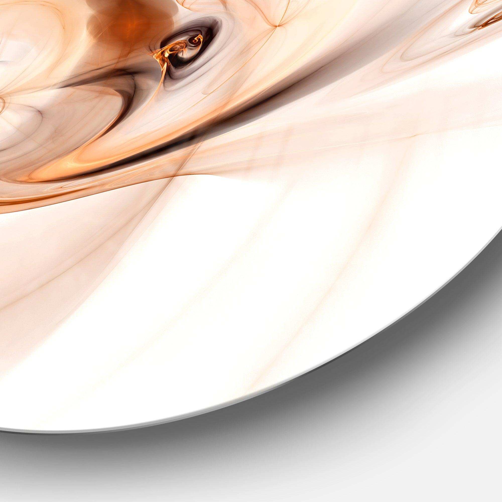 Spiral Nebula Space Orange - Abstract Round Metal Wall Art