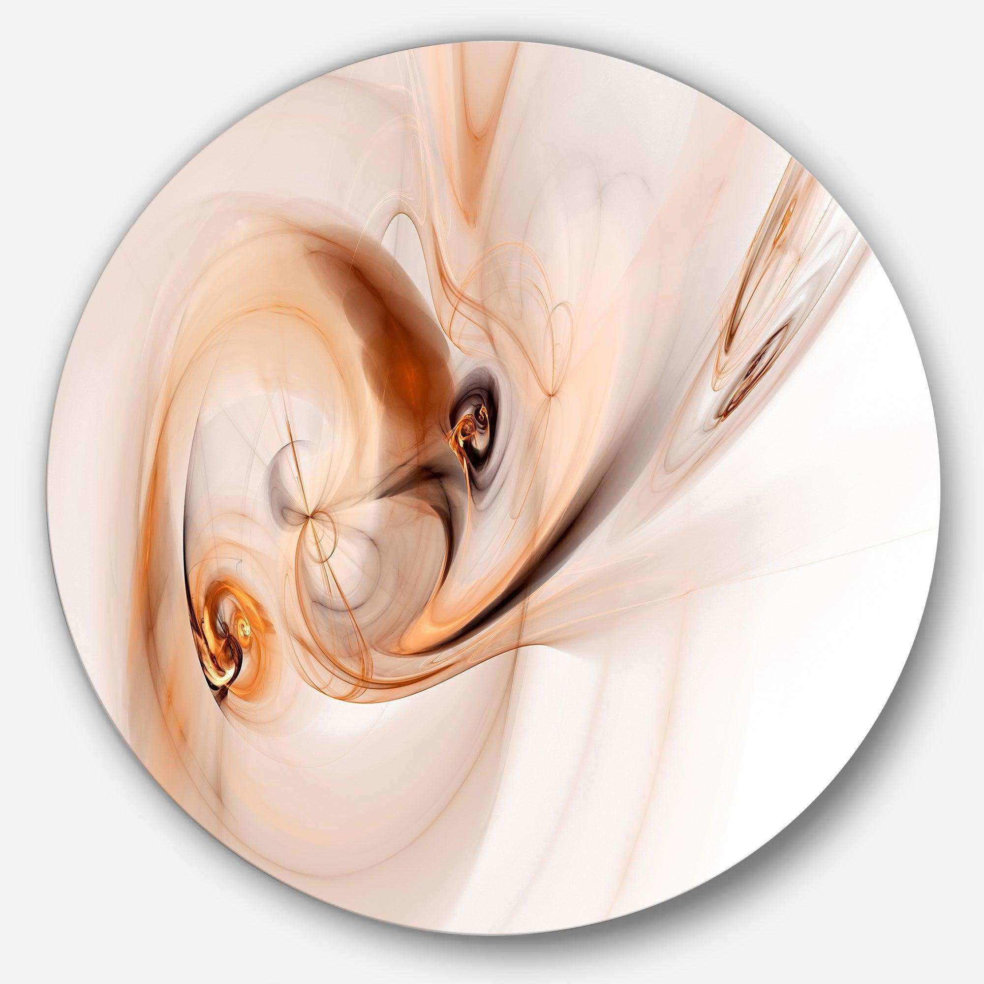 Spiral Nebula Space Orange - Abstract Round Metal Wall Art