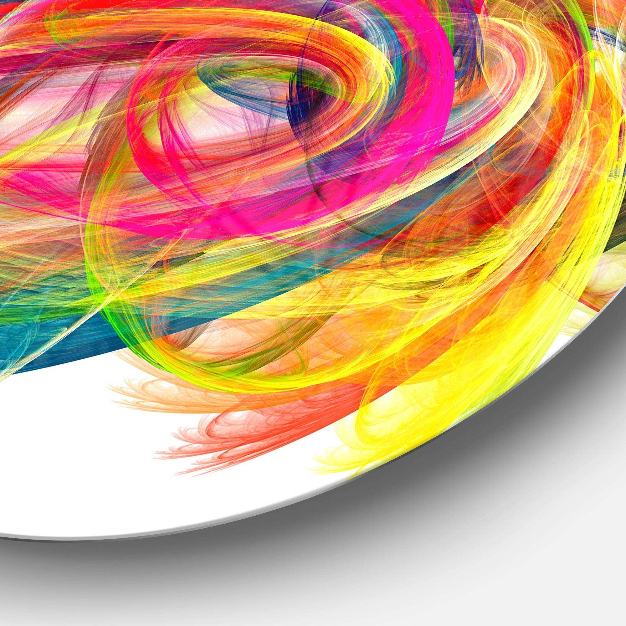 Colorful Thick Strokes - Abstract Metal Circle Wall Art