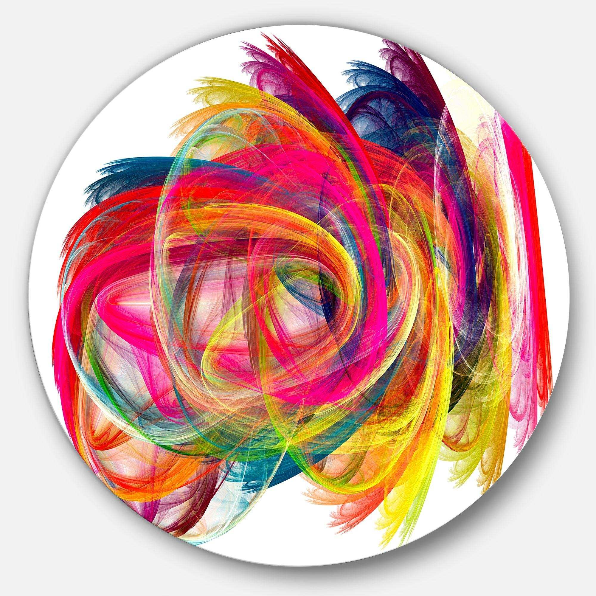 Colorful Thick Strokes - Abstract Metal Circle Wall Art
