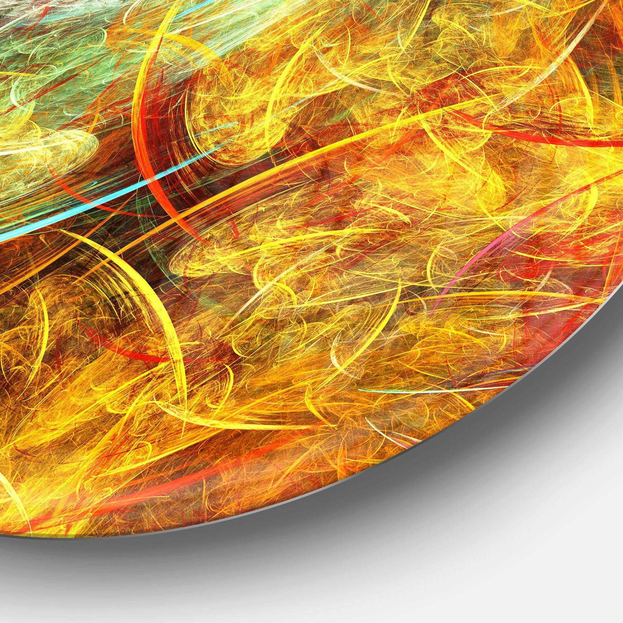 Yellow Swirling Clouds - Abstract Metal Circle Wall Art