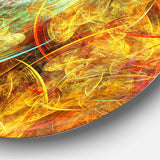 Yellow Swirling Clouds - Abstract Metal Circle Wall Art